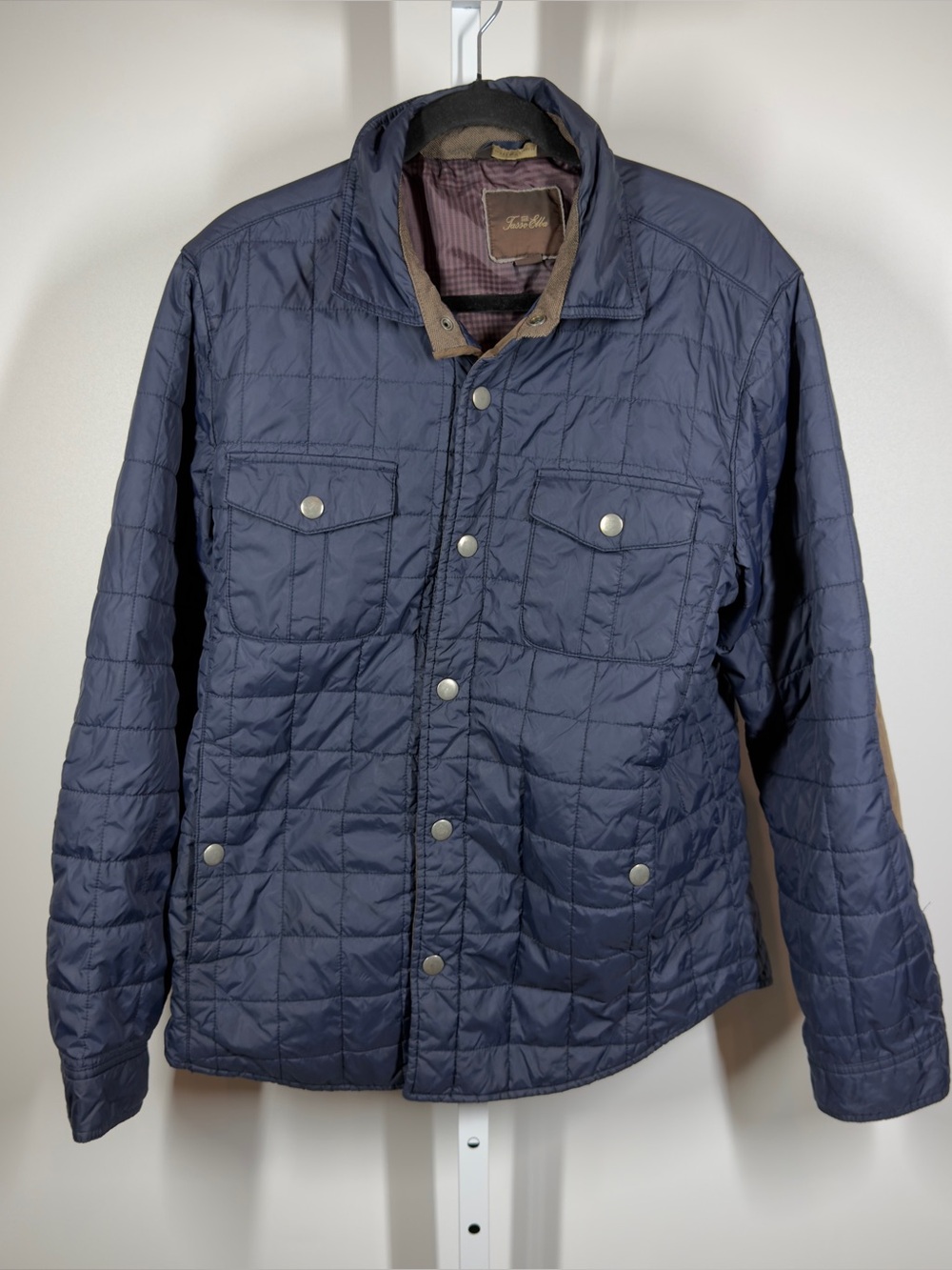 Tasso Elba Men's Navy Quilted Snap Jacket Size Large